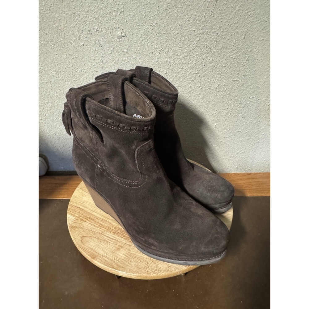 Ariat Duchess Western Cowboy Brown Boot Women's 9 B Side Zip Booties - Picture 1 of 9